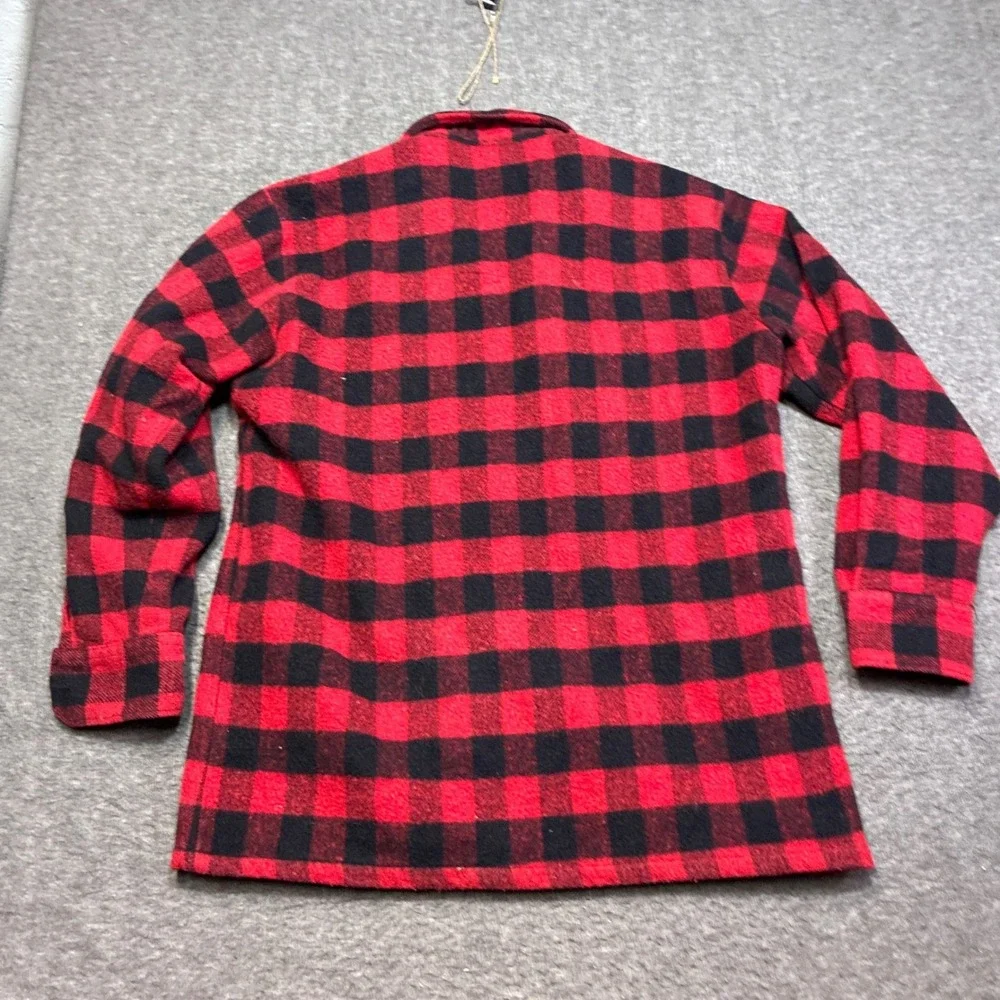 Pine Hill Flannel Shirt Jacket Men L Red Buffalo Plaid Wool Blend Quilted Lining